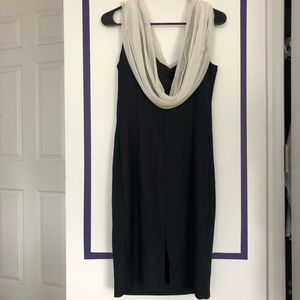 Vintage Scoop Neck Dress with Embellished Shoulder